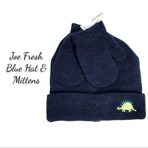 NWT Joe Fresh Blue Dinosaur Hat & Mittens